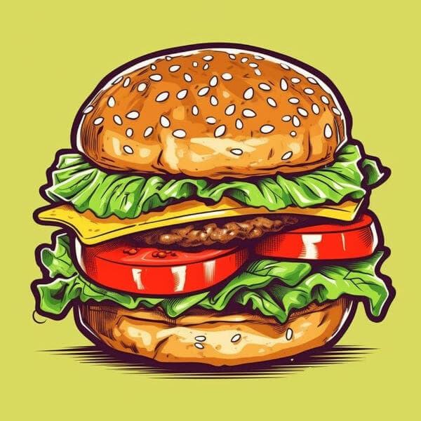 Classic American Burger, Fries, and Soda