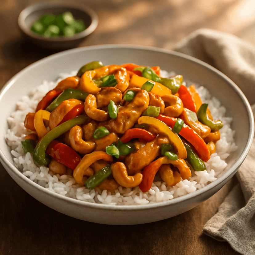 Colorful Chicken Stir-Fry with Cashews