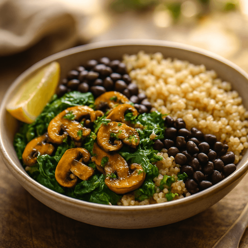 Savory Mushroom Spinach Grain Bowl