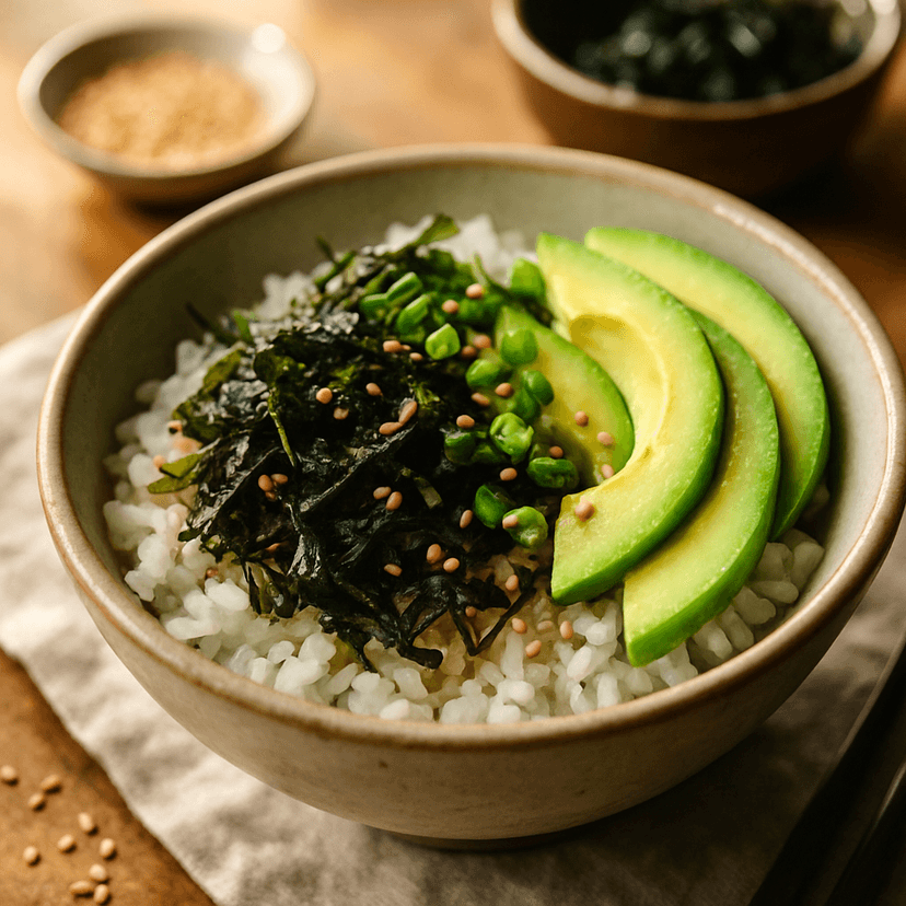 Savory Seaweed and Avocado Rice Bowl