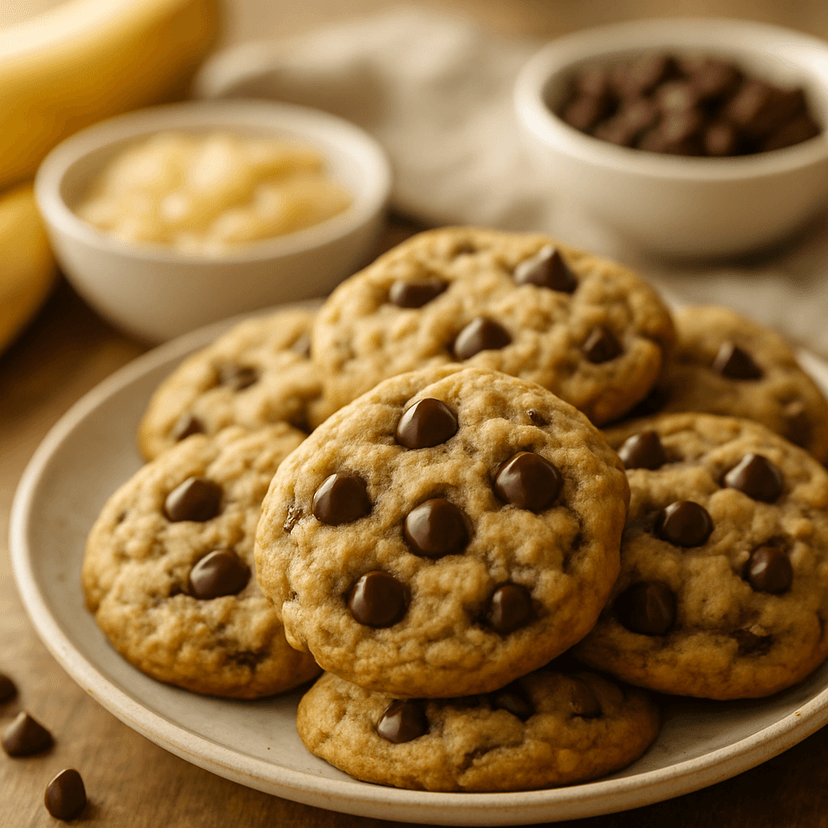 Chewy Banana Chocolate Chip Cookies