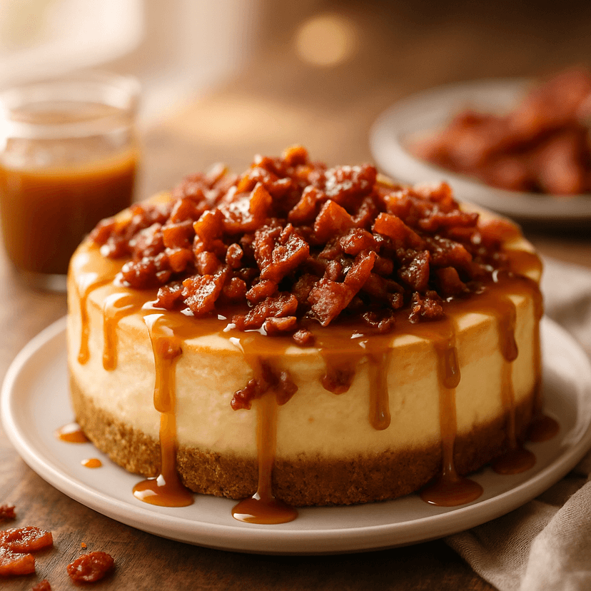 Caramel Bacon Cheesecake with Buttery Crust