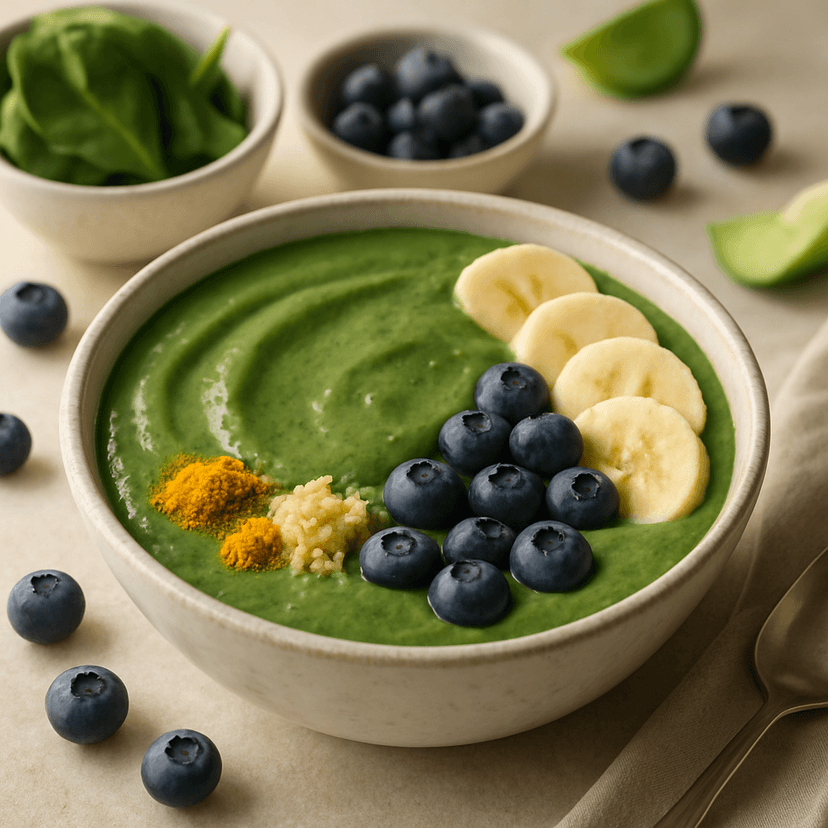 Frozen Low-Carb Green Berry Smoothie Bowl