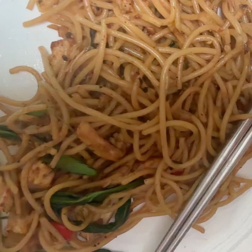 Grilled Beef Spaghetti with Smoky Veggies
