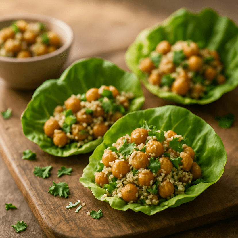 Savory Coconut Chickpea Quinoa Lettuce Cups