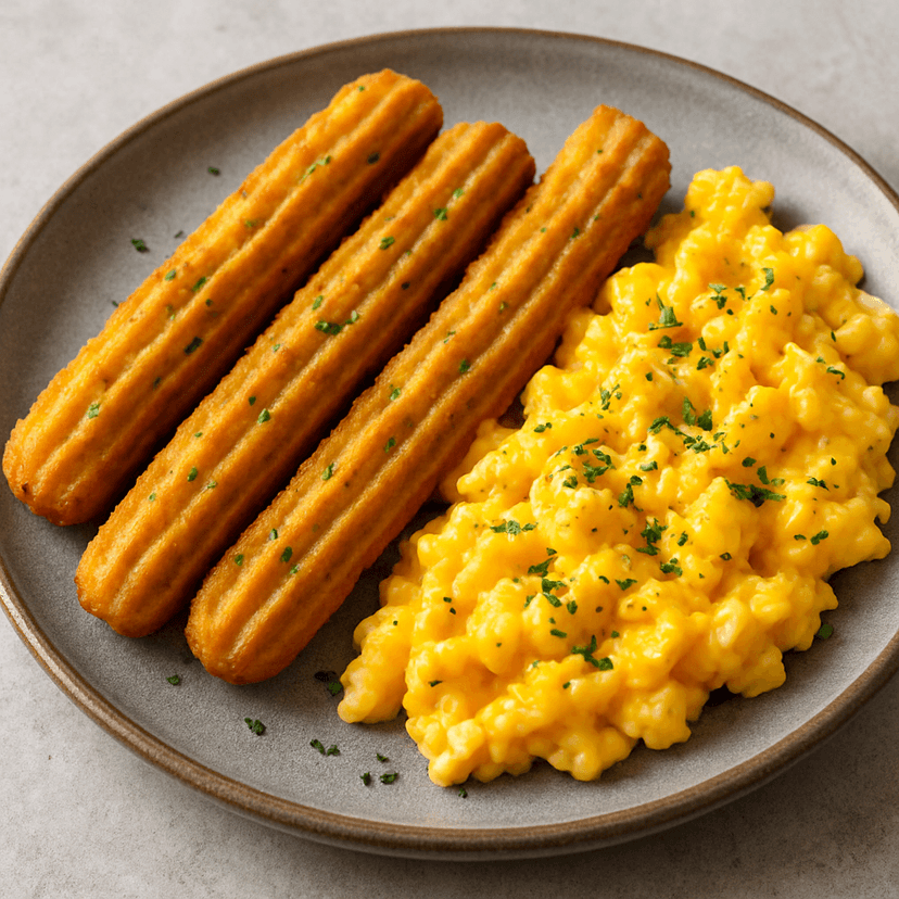 Savory Churros with Scrambled Eggs