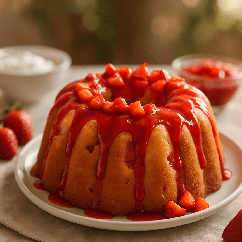 Strawberry Cream Cheese Swirl Bundt Cake