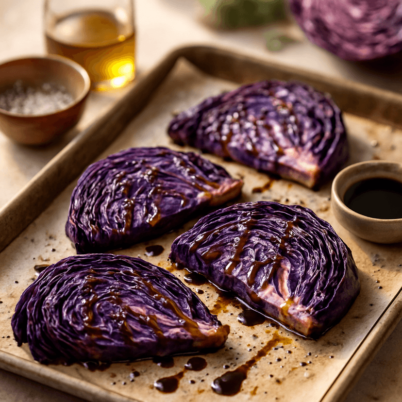 Roasted Purple Cabbage with Balsamic Glaze