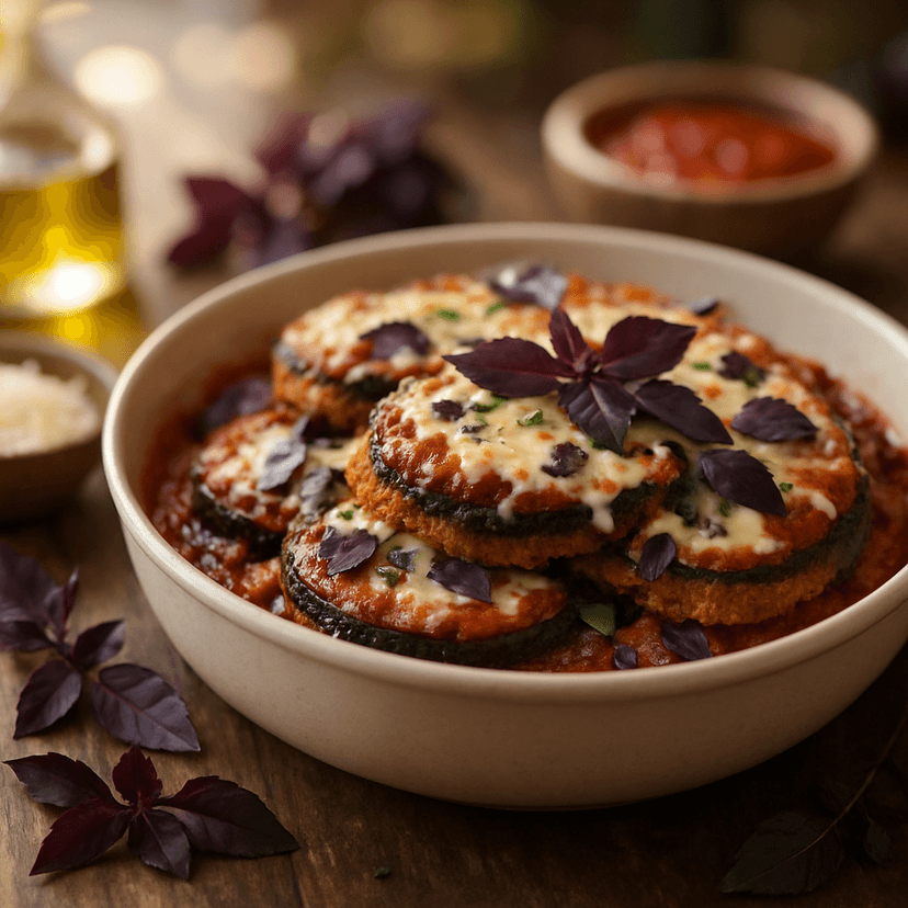 Eggplant Parmesan with Purple Basil