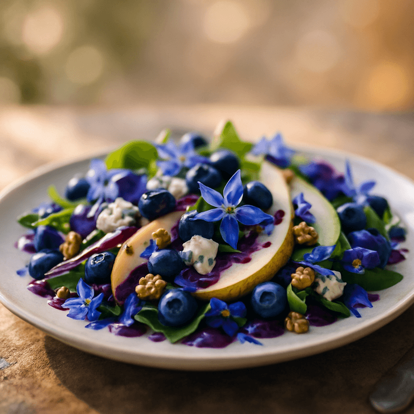 Blue Cheese & Pear Salad with Blueberry Vinaigrette