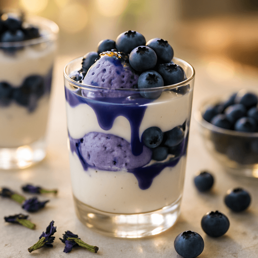 Blueberry Yoghurt Parfait with Butterfly Pea Syrup