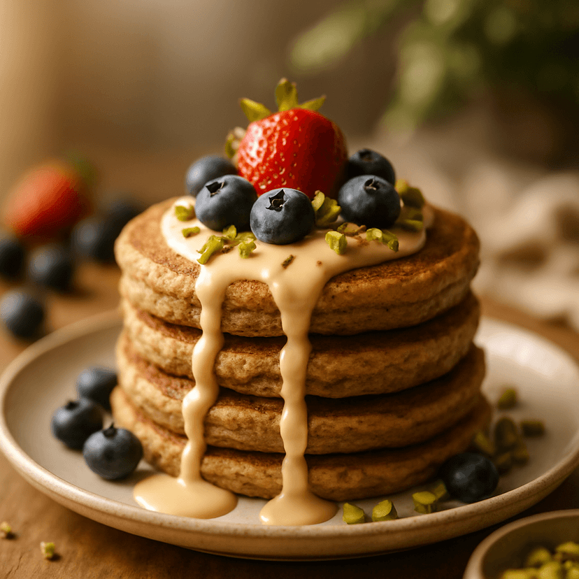 Buckwheat Pancakes with Creamy Tahini Drizzle