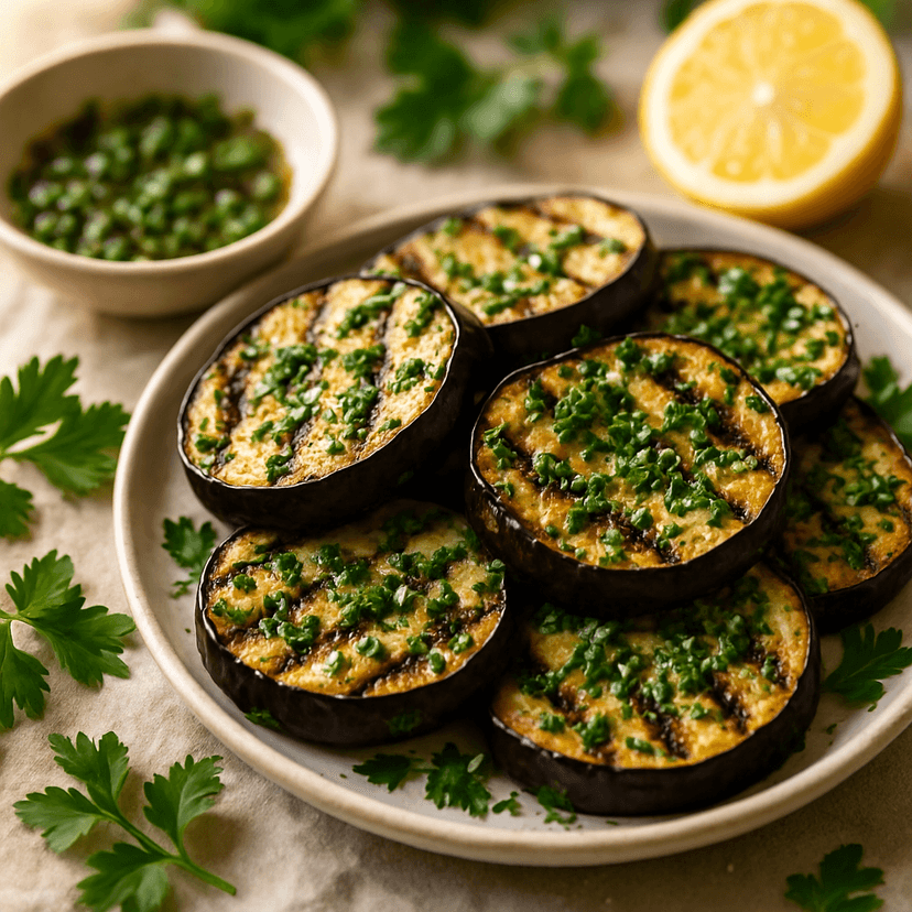 Grilled Garlic Herb Eggplant Slices