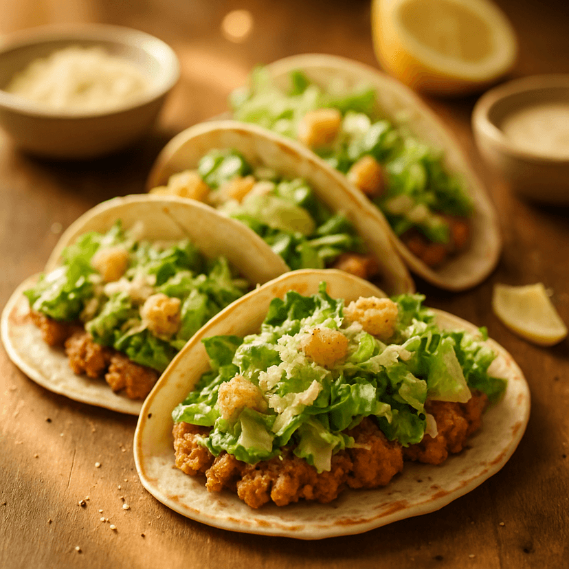 Smashed Chicken Caesar Tacos