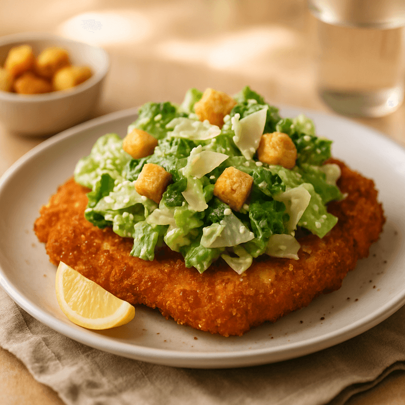 Whole Crispy Chicken Cutlet Caesar Salad