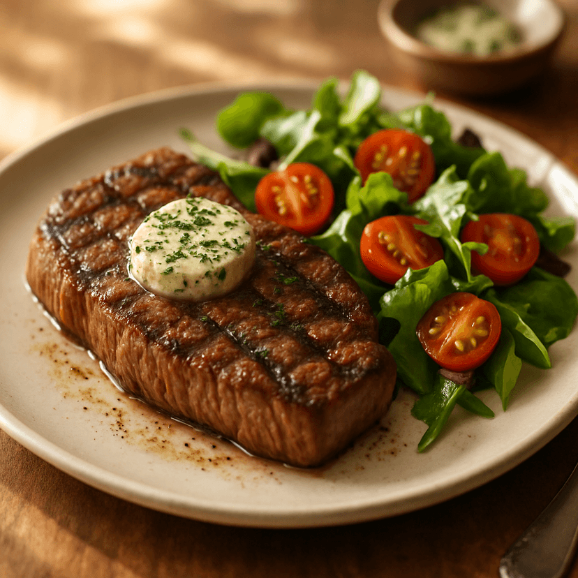 Simple Grilled Steak with Herb Butter
