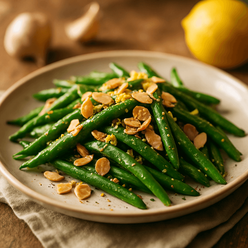 Lemony Green Beans with Almond Crunch