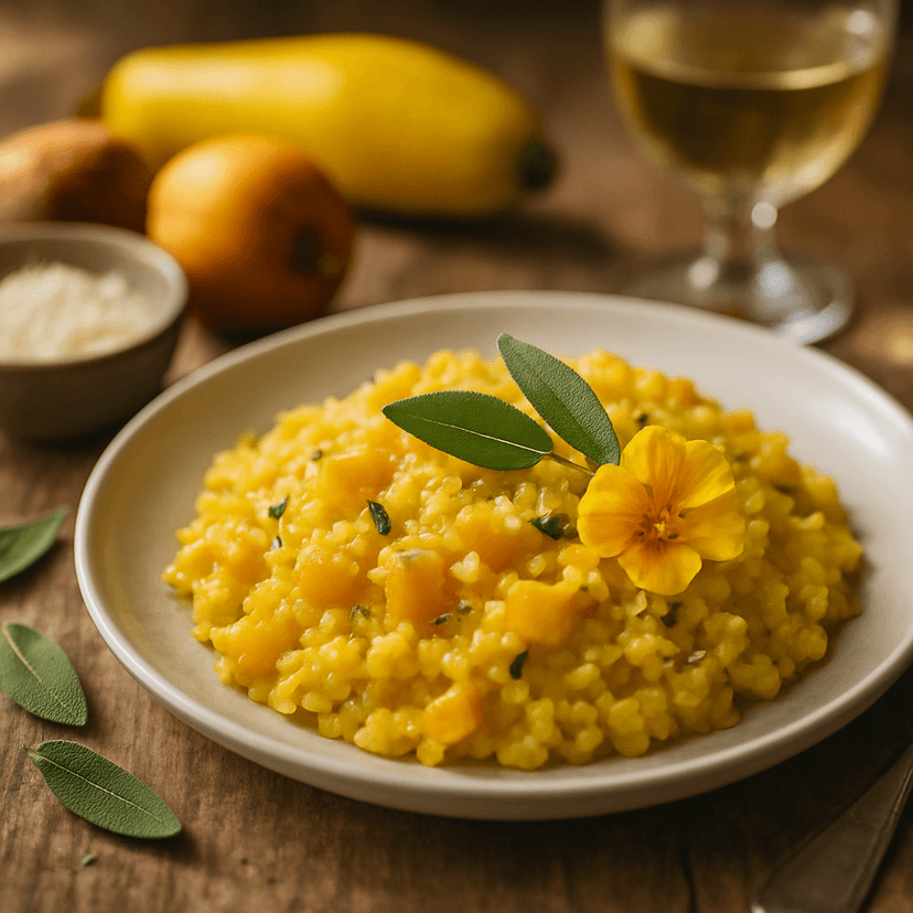Yellow Squash and yellow Beetroot Risotto