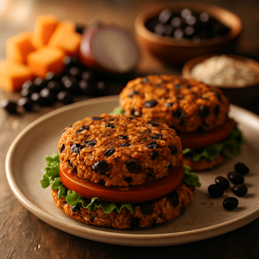  Sweet Potato and Black Bean Burgers