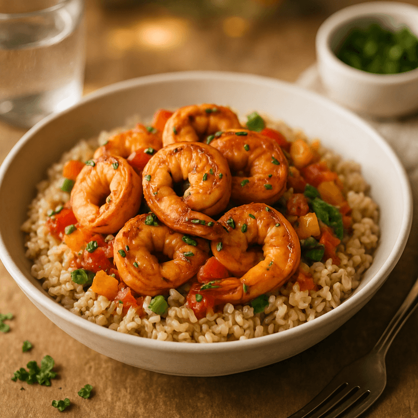 Cajun Butter Shrimp with Veggie Brown Rice