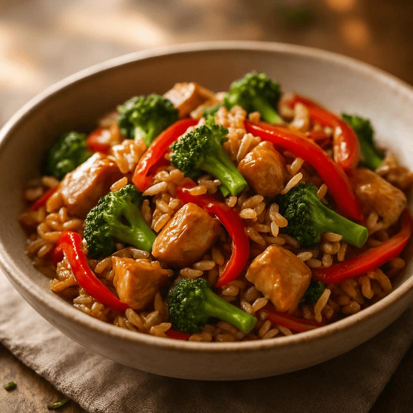 Savory Chicken Rice Stir Fry
