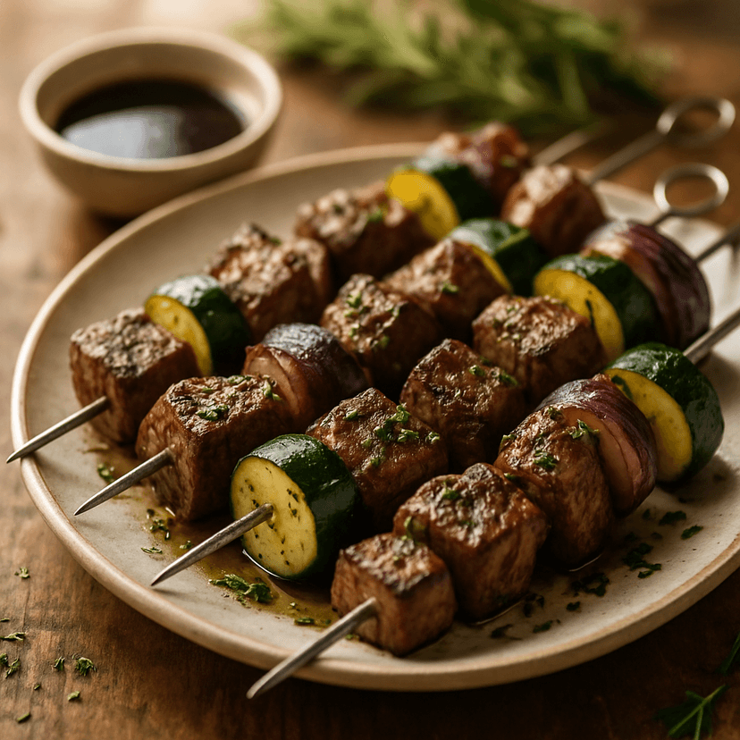 Herbed Steak Skewers with Balsamic Marinade