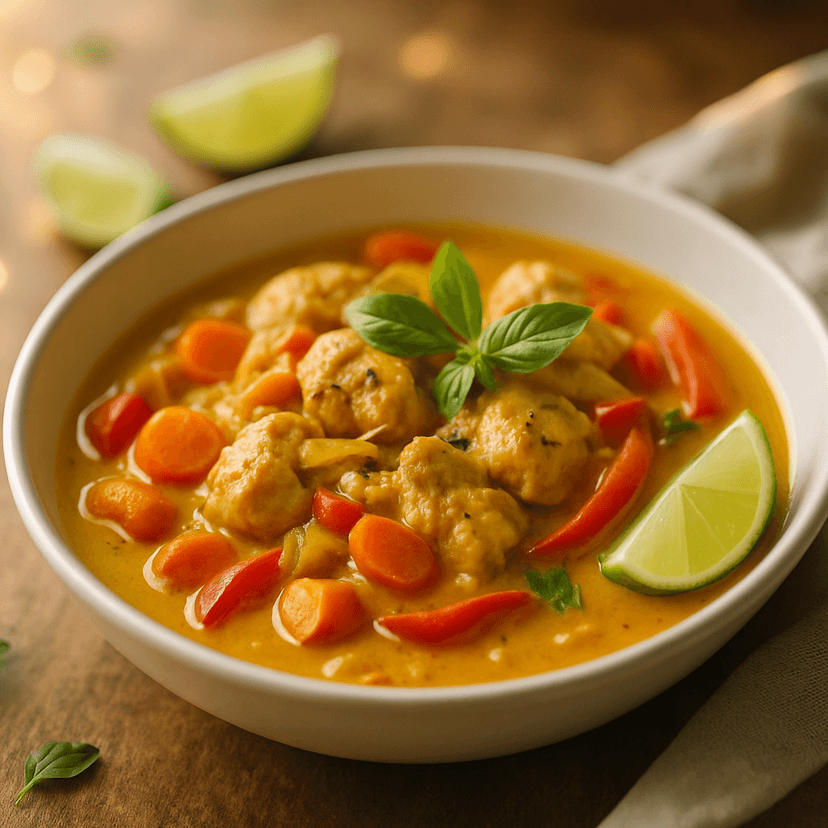 Coconut Curry Chicken with Onions and Veggies