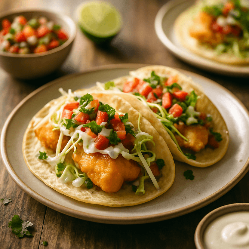 Lightly Battered Fried Halibut Tacos