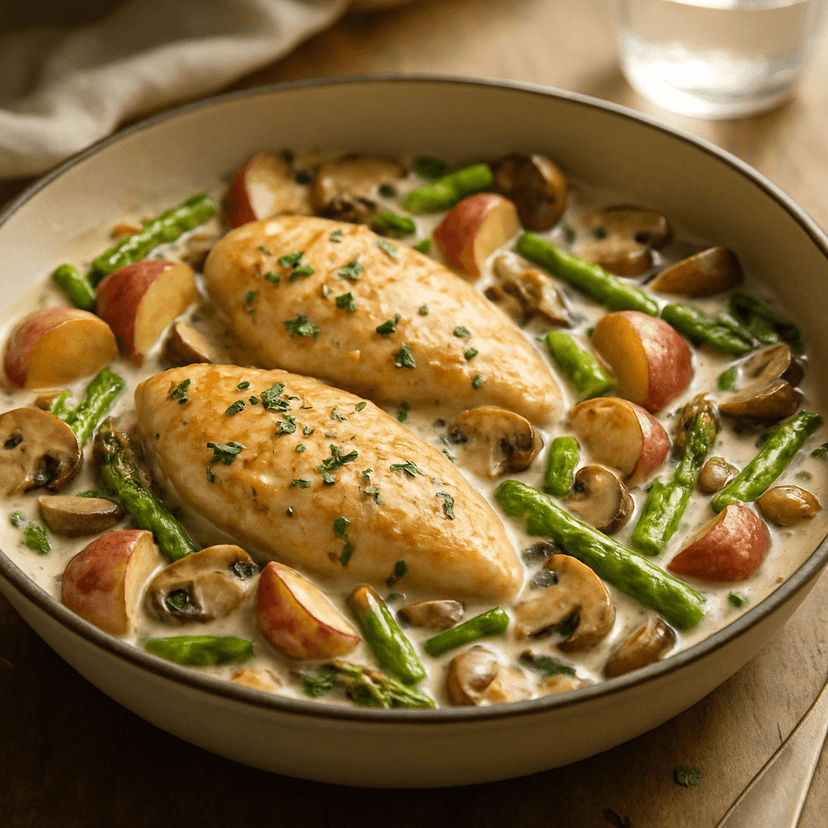 Creamy Garlic Tarragon Chicken with Veggies