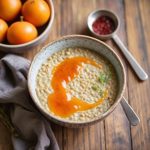 Herbal Barley Porridge with Apricot Jam