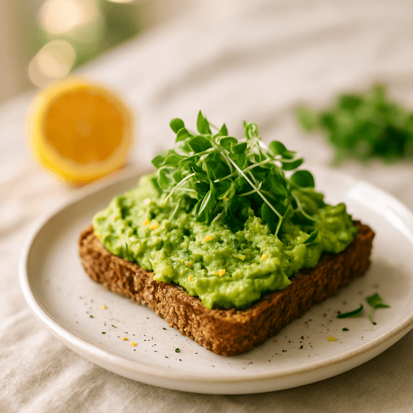 Lemon Zested Avocado Toast with Microgreens