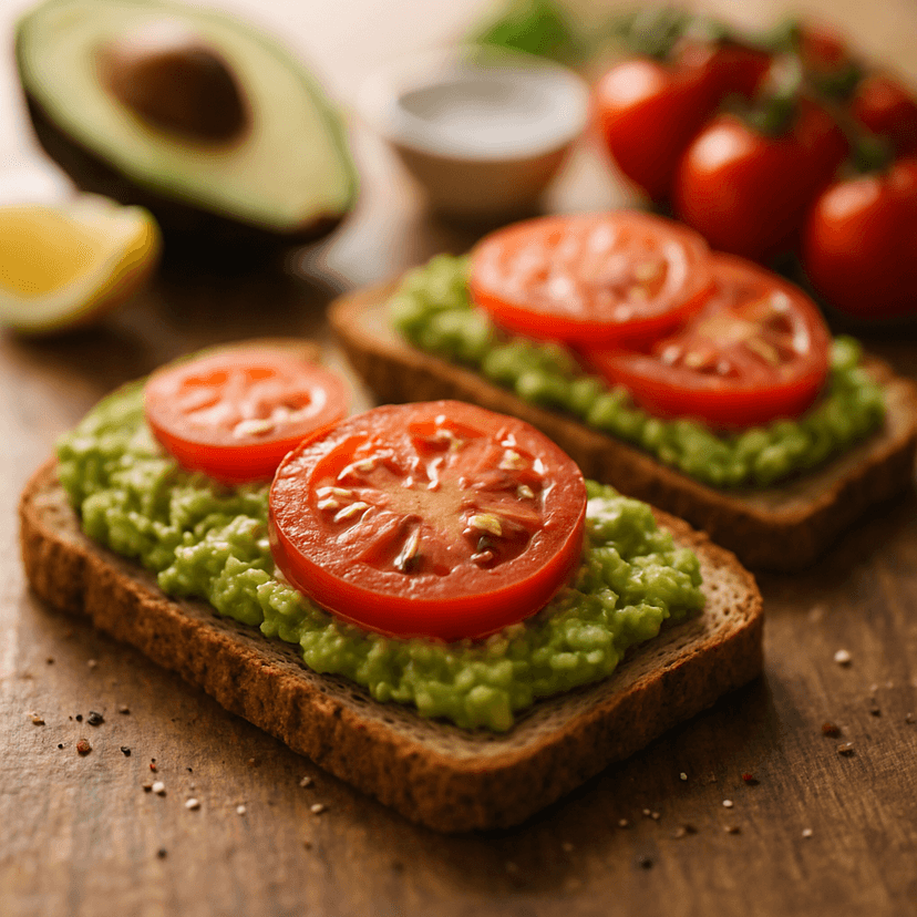 Fresh Avocado Toast with Tomato Slices