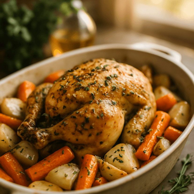Herb-Roasted Chicken with Rustic Root Vegetables