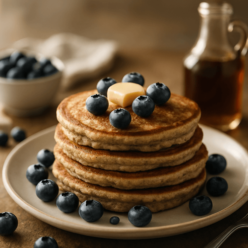 Fluffy Buckwheat Pancakes with Blueberries