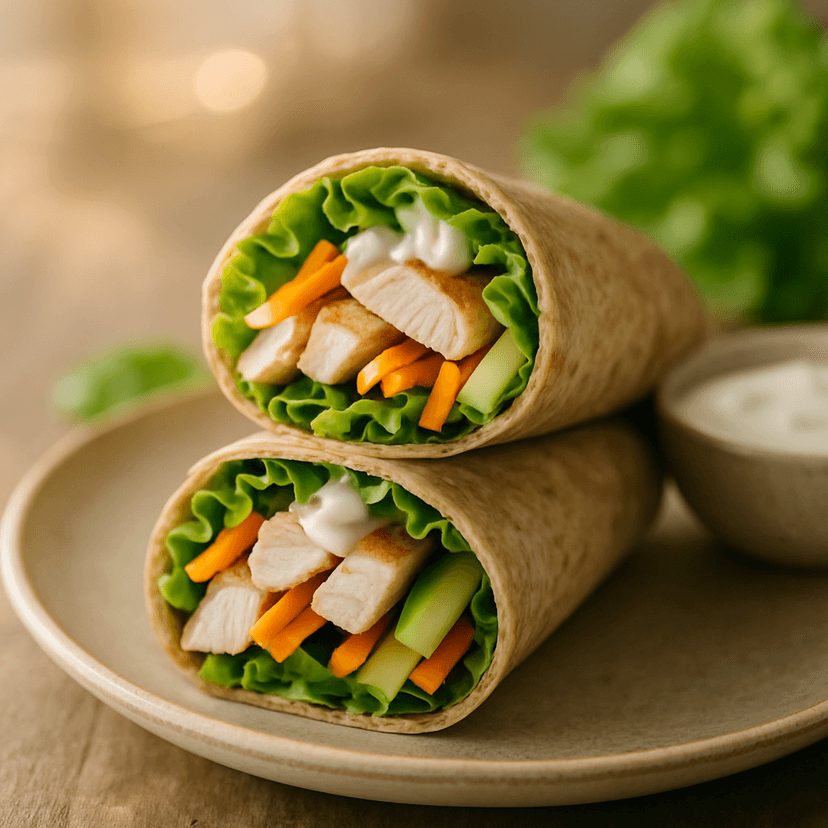 Wrap Integral de Pollo y Verduras Frescas