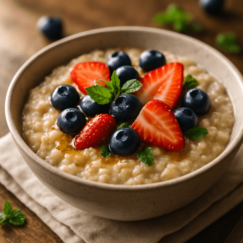 Creamy Oatmeal with Fresh Berry Toppings