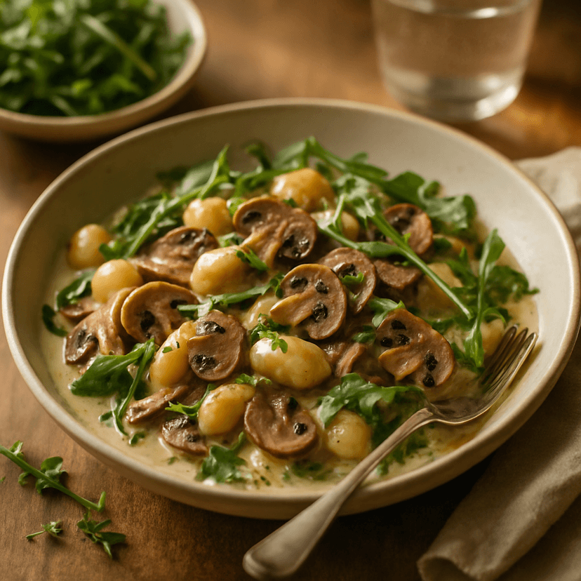 Mushroom Gnocchi with Creamy Thyme Sauce