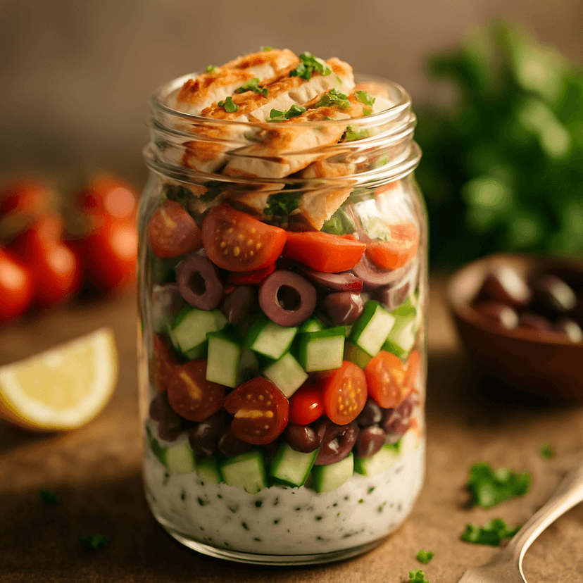 Greek Jar Salad with Grilled Chicken