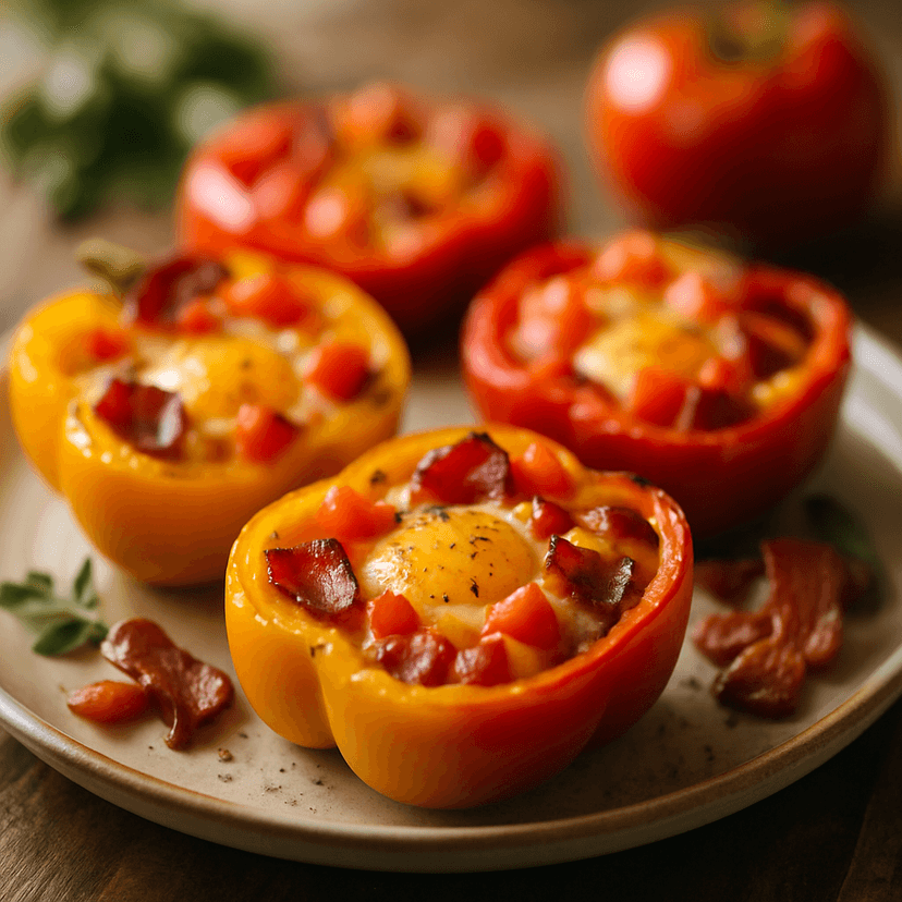 Stuffed Bell Pepper Breakfast Boats