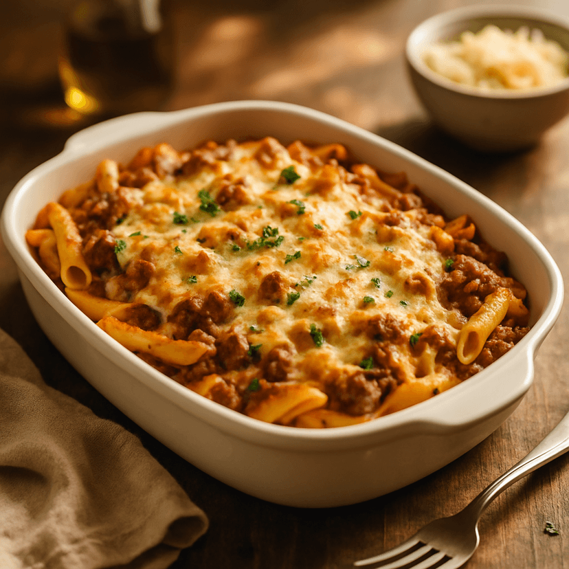 Cheesy Venison and Baked Ulu Pasta Casserole