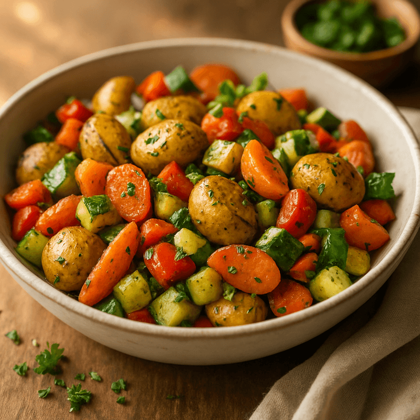 Herbed Roasted Potatoes with Seasonal Veggies