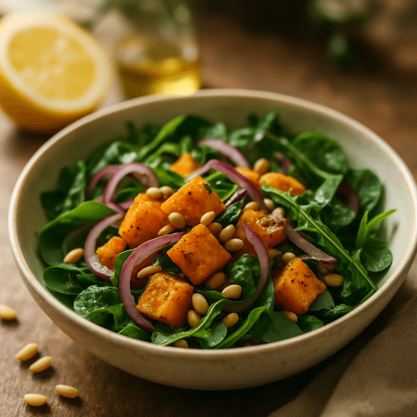 Spicy Pumpkin & Pine Nut Salad Bowl