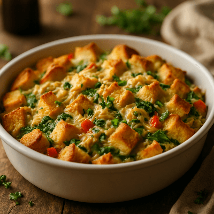 Savory Chicken and Herb Bread Pudding