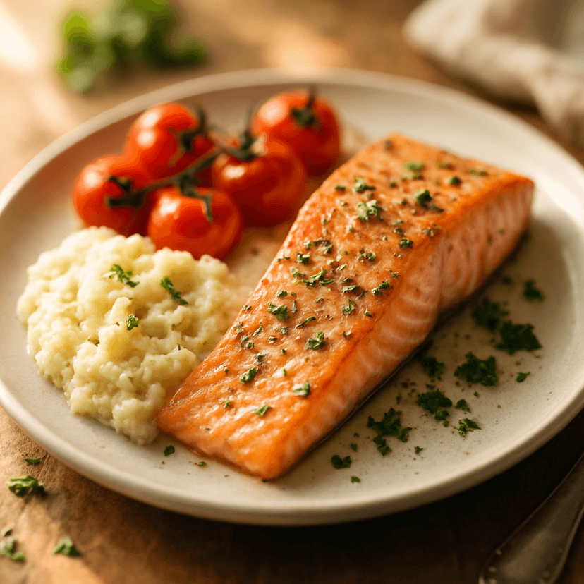 Oven-Baked Salmon with Creamy Cauliflower Mash