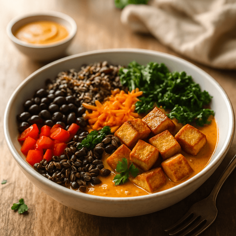 Savory Wild Rice Curry Bowl with Crispy Tofu