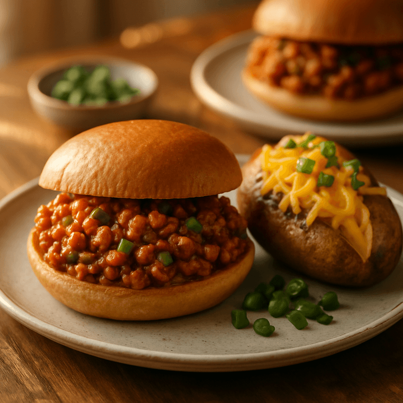 Turkey Sloppy Joes with Baked Potato