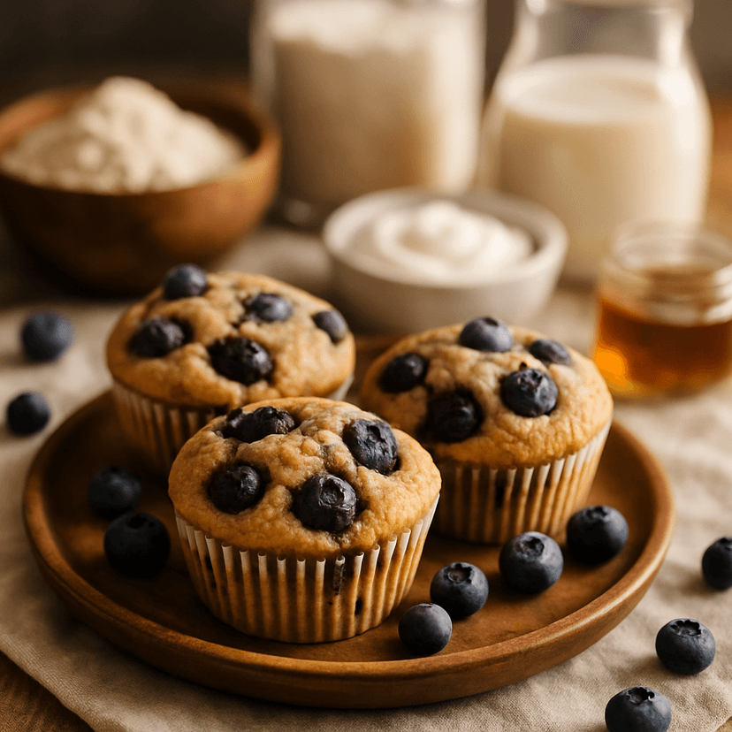 Lean Frozen Blueberry Protein Muffins