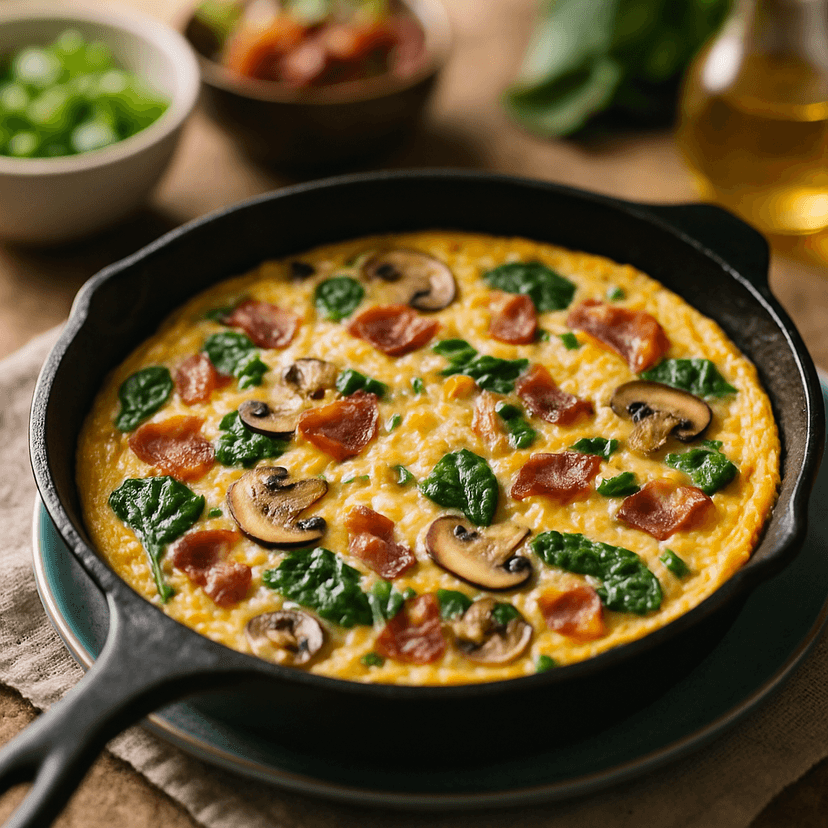 Hearty Turkey Bacon Spinach Frittata