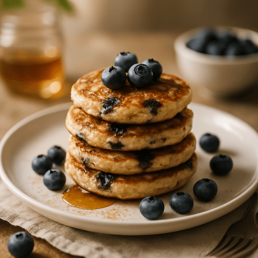 Fluffige Cottage-Cheese-Pancakes mit Blaubeeren