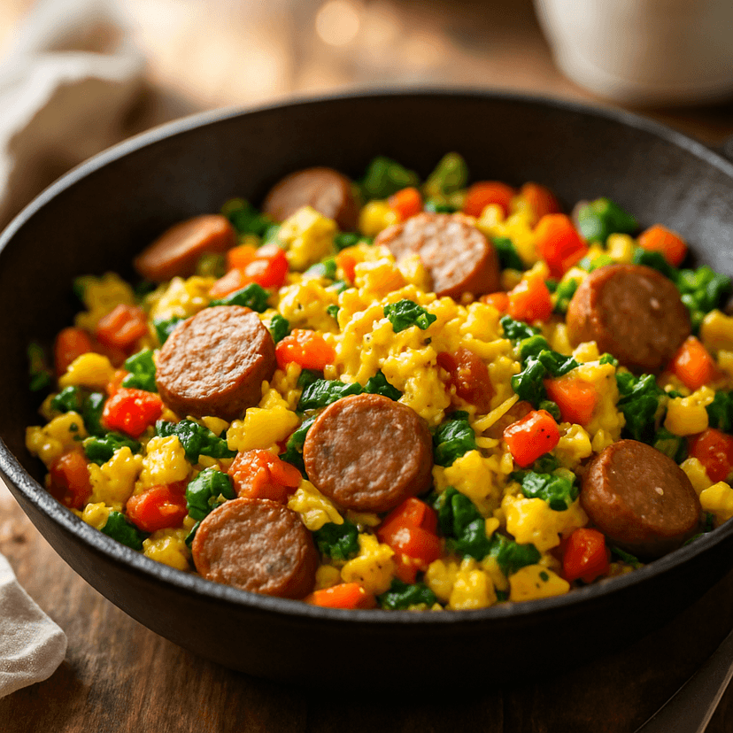 Hearty Turkey Sausage Veggie Scramble